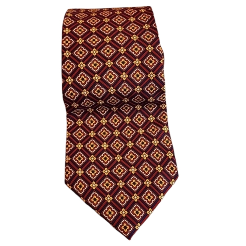 Burberry Mens Tie Red, Gold,‎ Blue, Authenticated